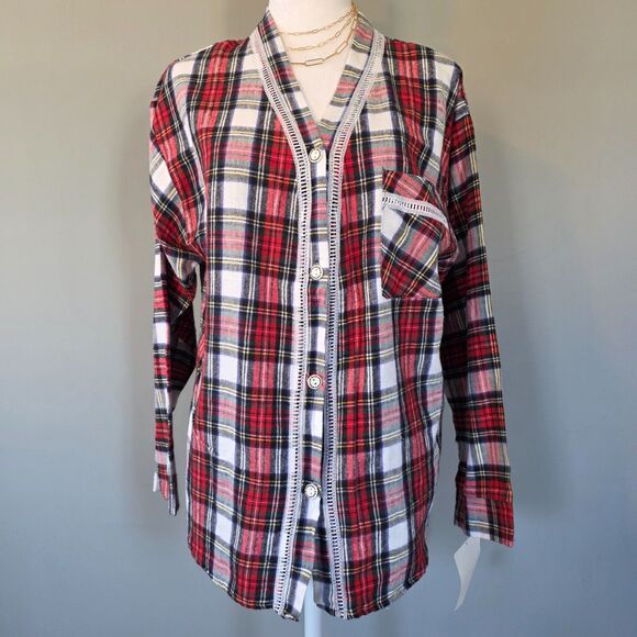 Vintage Red Flannel Pajama Lounge Set. Medium. Holiday Christmas Retro Cozy Cute - Picture 2 of 6